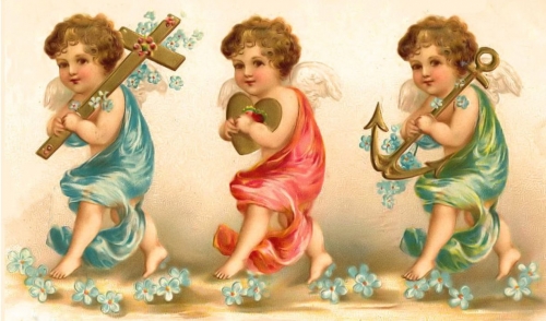 Викторианские открытки с изображениями ангелочков и эльфов (103 работ)