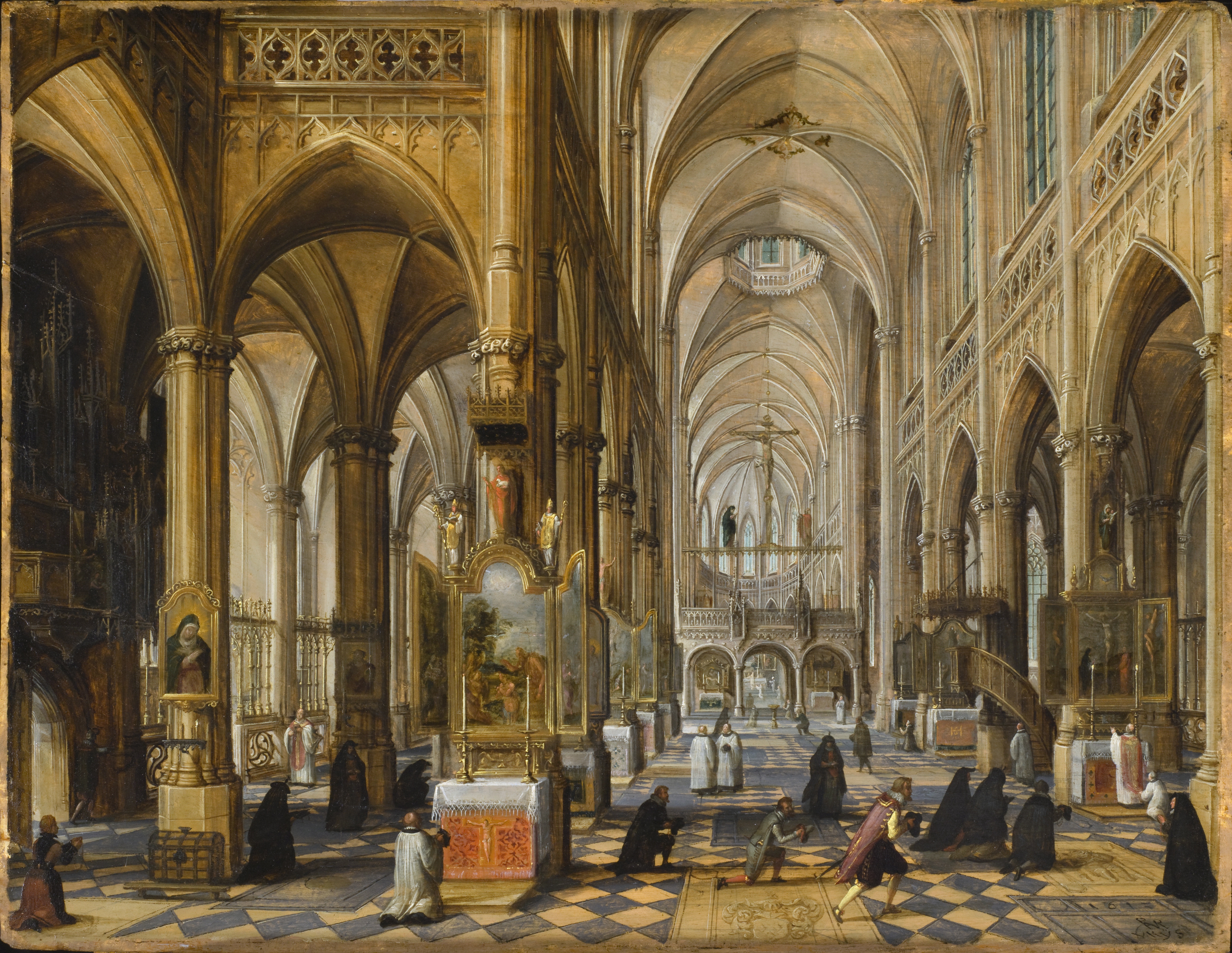 Средневековый ренессанс. Архитектурный пейзаж Ганс Вредеман де Врис. Интерьер собора готического собора. Ганс Вредеман де Врис картины.